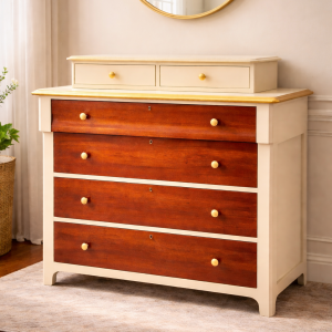 The Monroe Dresser – Cream & Walnut Edition