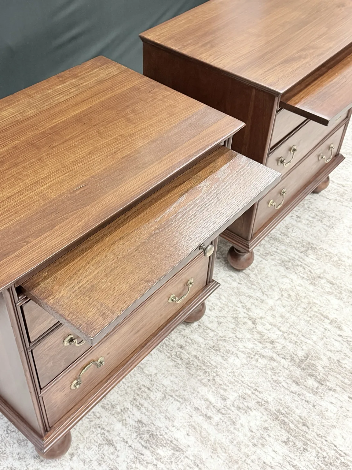 Bob Timberlake nightstands with pull-out shelves extended
