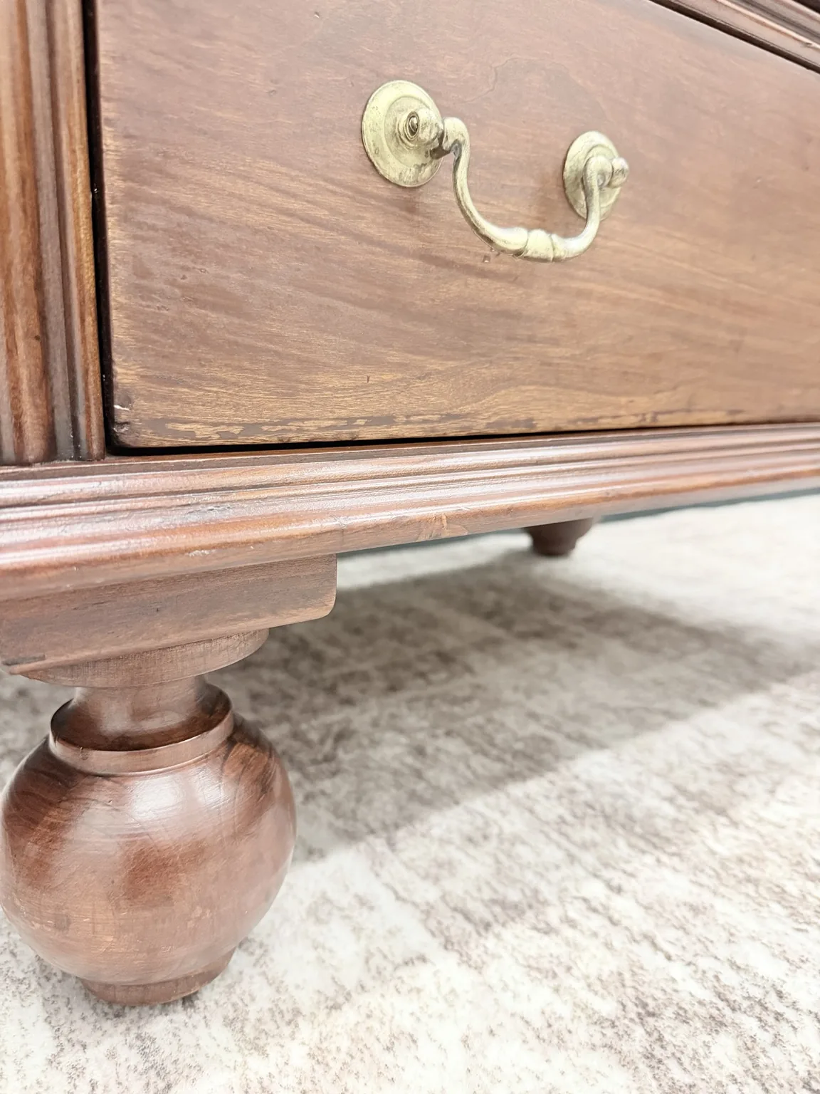 Bob Timberlake nightstand aged-brass hardware detail