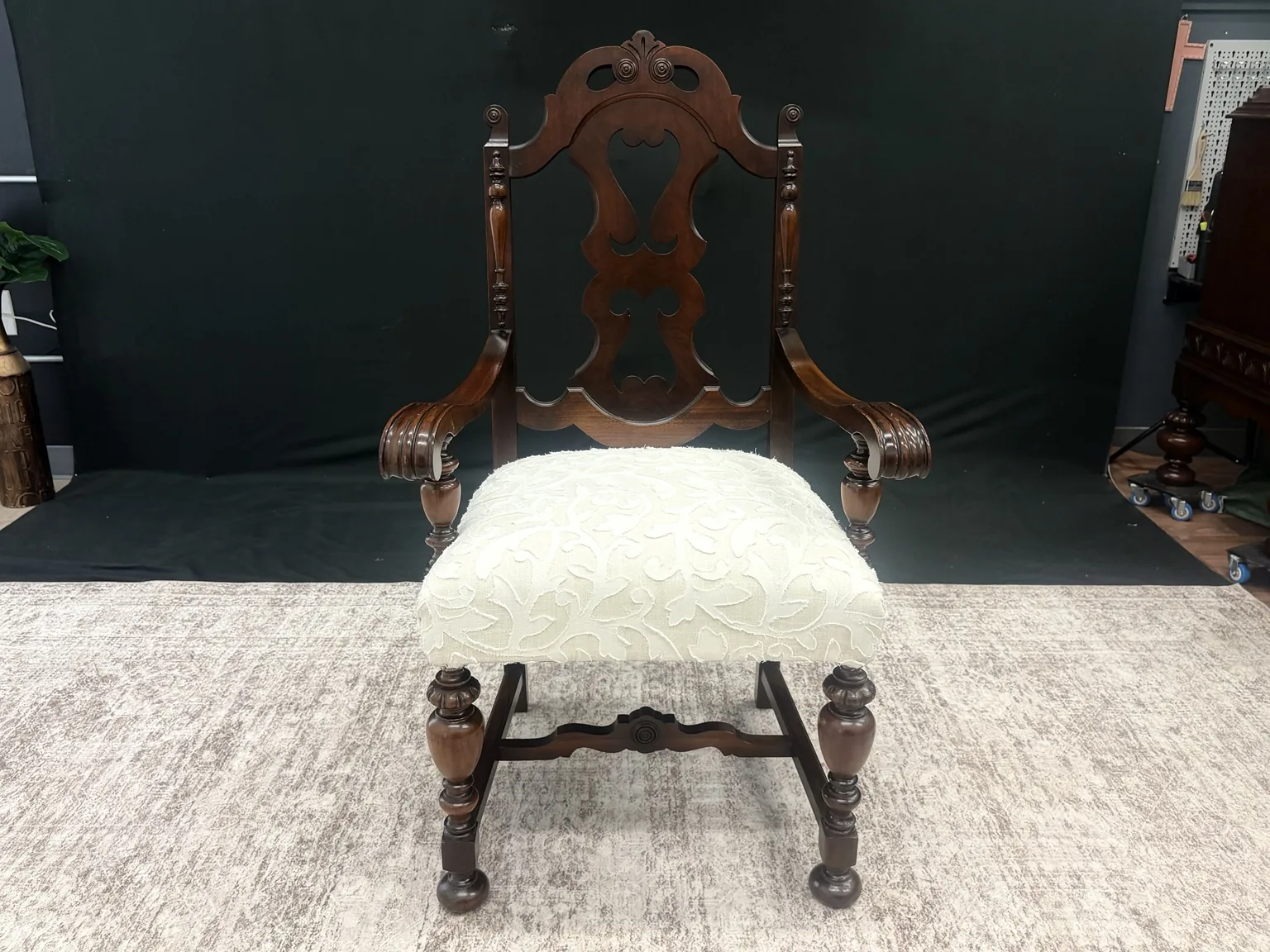 Rockford captain chair with cream upholstery